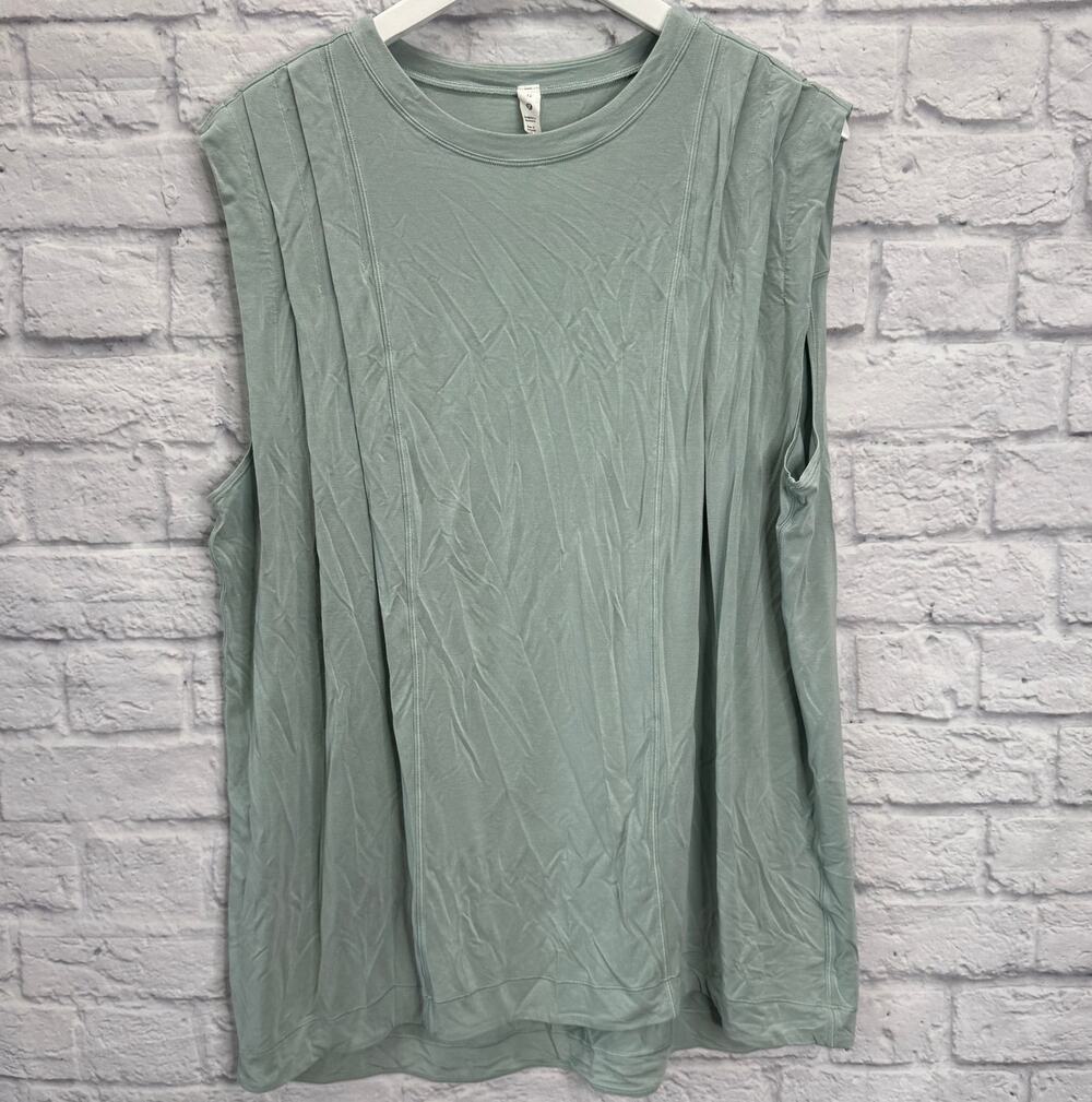 Lululemon Modal Pleated Shoulder Tank Top Size 12 Silver Blue (Green) Loose